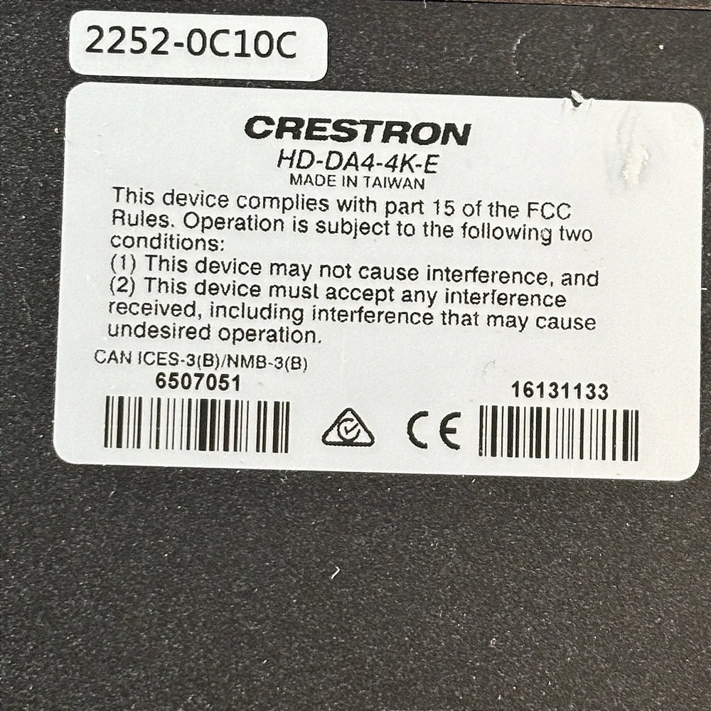 Crestron HD-DA4-4K-E 1-to-4 HDMI Distribution Amplifier 4K UHD Video Splitter